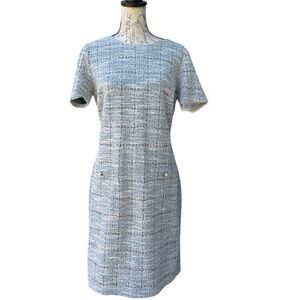 Kate and Lily Women Gray/multicolor Pearl Button Accent Short Sleeve Dress Sz 14